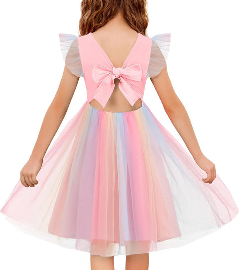 Arshiner Toddler Tutu Dress Little Girls Summer Tulle Backless Party Birthday Cotton Dresses 2-6Y