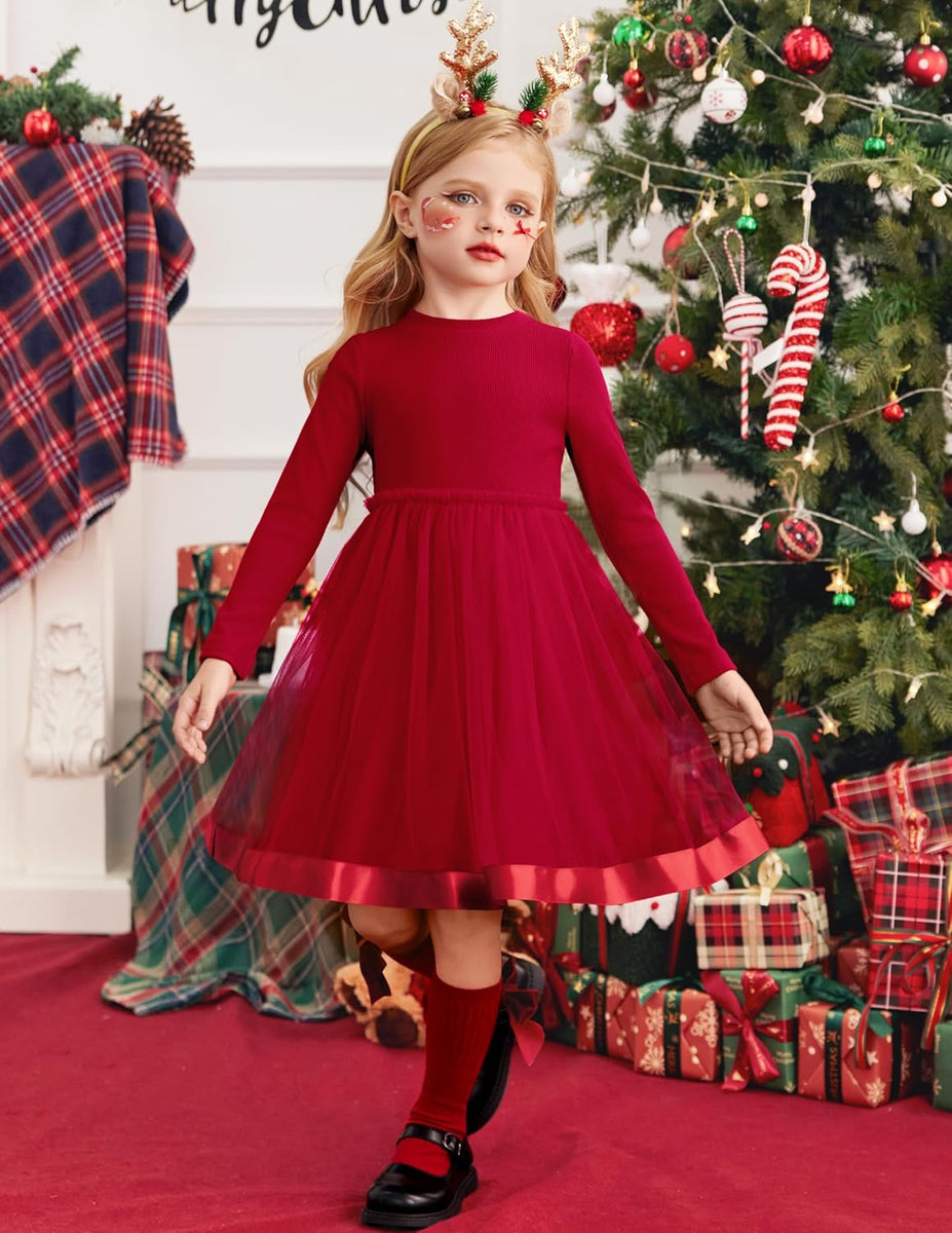 holiday toddler dresses Arshiner Tutu Dress Little Girls Fall Winter Long Sleeve Party Tulle 3-8Y – ARSHINER KissProm Sheath Halter Chiffon Trending Demin Midi Dress Sash Options:With Beaded Sash with 14'' Embellishment Super soft tulle that