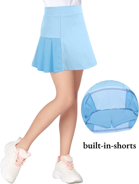 Arshiner Girl's Sport Skirts with Shorts Athletic Pleated Skort Colorful Performance Skorts