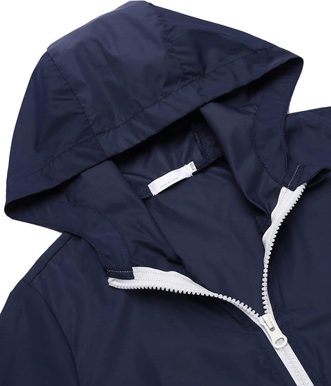 Arshiner Little Girls Rain Jacket Lightweight Zip up Rain coats Waterproof Windbreaker with Packable Bag