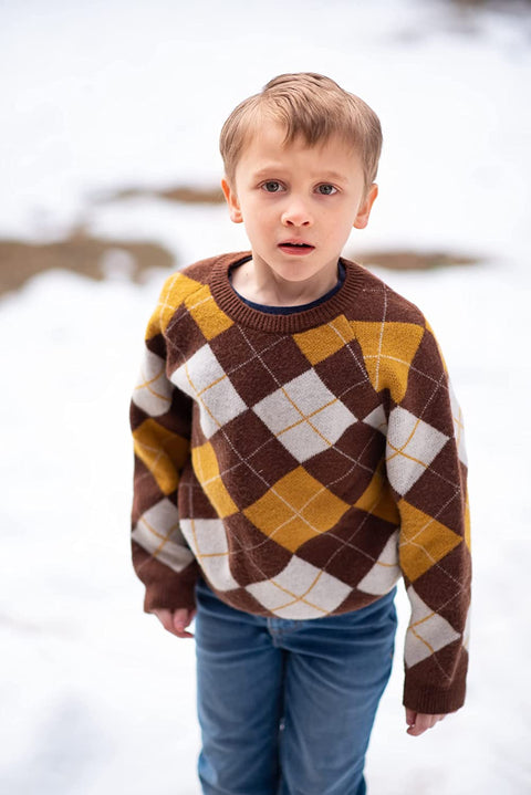 Arshiner Kids Boys Long Sleeve Sweater Knit Crewneck Pullover Striped Sweater Sweatshirts