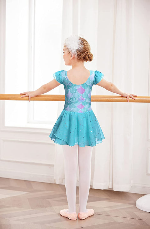 Arshiner Girls Ruffle Sleeve Ballet Dance Dress Tutu Skirted Leotard