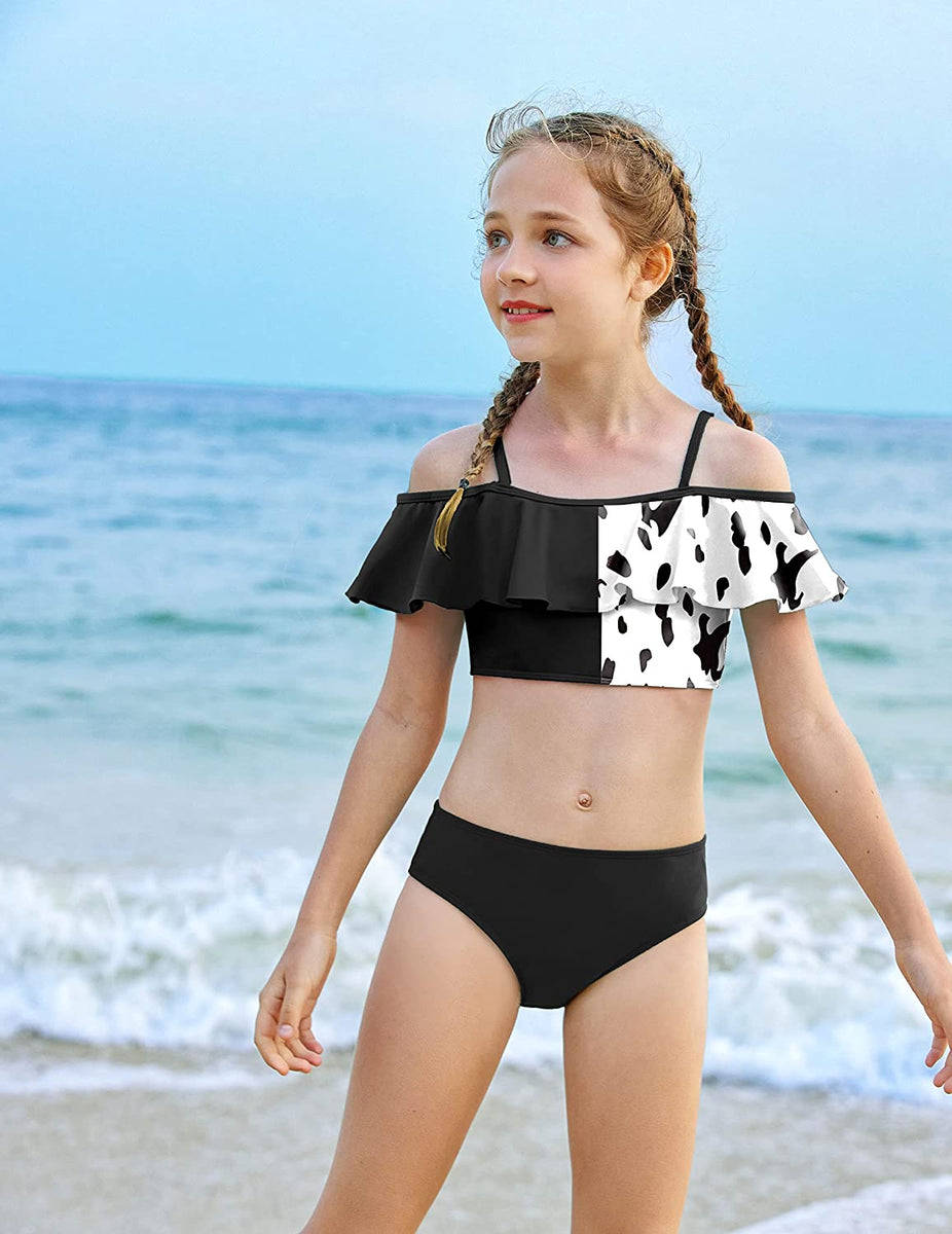 Arshiner 3 Piece Ruffle Sleeve Athletic Tankini Swimsuit for Girls