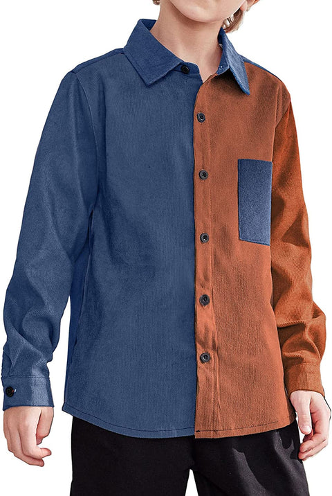 Arshiner Boys Corduroy Button Down Shirts Long Sleeve Retro Shacket Jacket Top