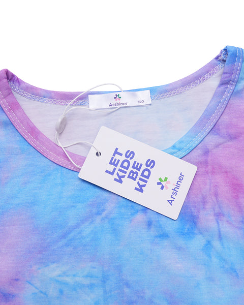 Arshiner Girls Shorts Set Kids 2Pcs Tie Dye Sport T-Shirt and Shorts Set