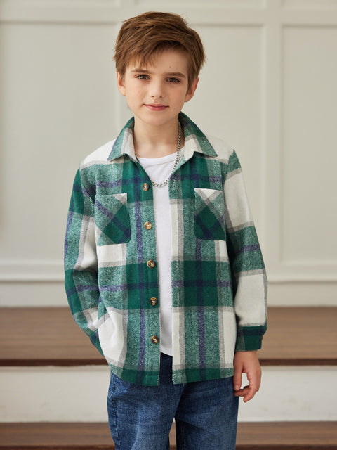 Arshiner Boys Flannel Shirts Kids Button Down Plaid Shirt