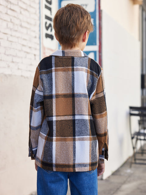 Arshiner Boys Flannel Shirts Kids Button Down Plaid Shirt