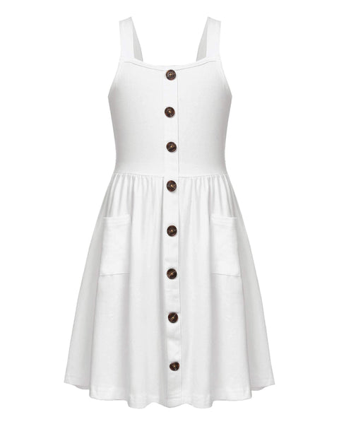 Arshiner Girl's Spaghetti Strap Button Down Midi Sleeveless Sundress