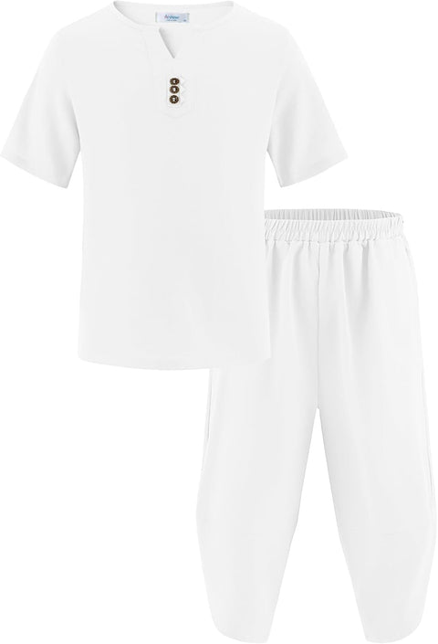 Arshiner Boy's 2 Pieces Clothes Set Henley Shirt and Harem Capri Pants