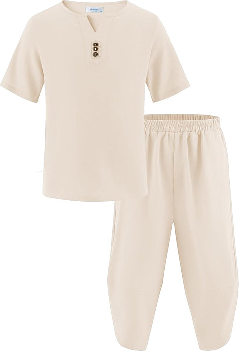 Arshiner Boy's 2 Pieces Clothes Set Henley Shirt and Harem Capri Pants