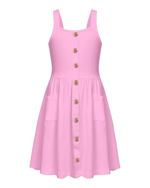 Arshiner Girl's Spaghetti Strap Button Down Midi Sleeveless Sundress