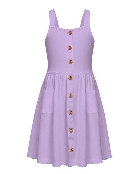 Arshiner Girl's Spaghetti Strap Button Down Midi Sleeveless Sundress