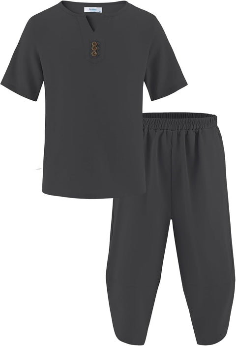 Arshiner Boy's 2 Pieces Clothes Set Henley Shirt and Harem Capri Pants