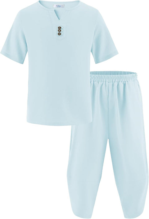 Arshiner Boy's 2 Pieces Clothes Set Henley Shirt and Harem Capri Pants