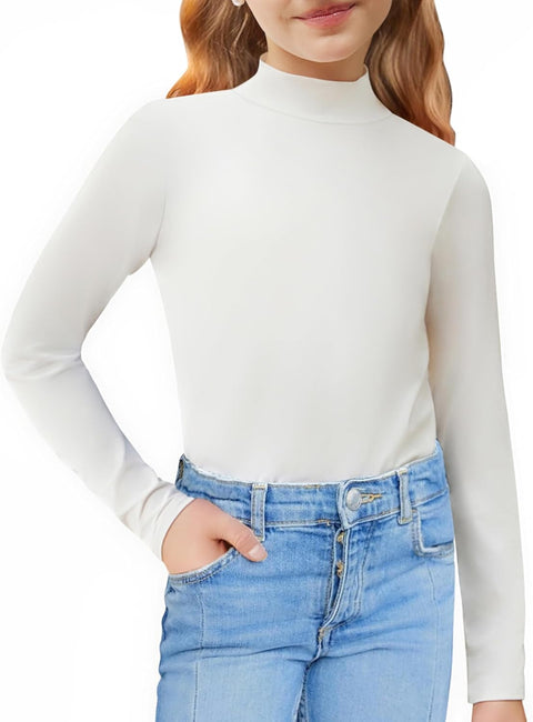 Arshiner Girls Long Sleeve Mock Turtleneck Shirts Slim Fit Casual Layer Top