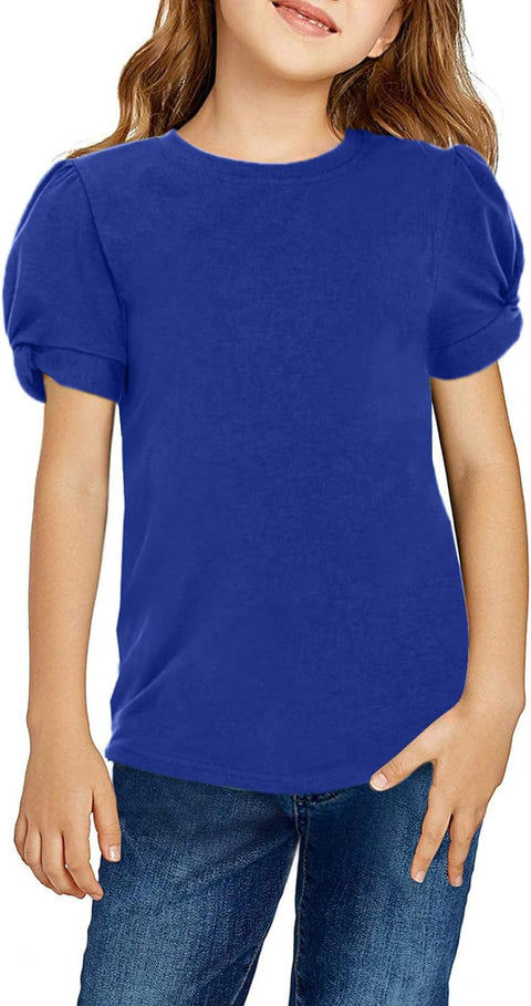 Arshiner Girls T Shirts Twist Short Sleeve Summer Shirts Fashion Crewneck Tops Tee Blouse