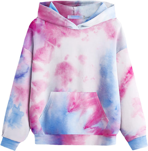 Arshiner Girls Tie Dye Sweatshirts Loose Casual Hoodies Tops