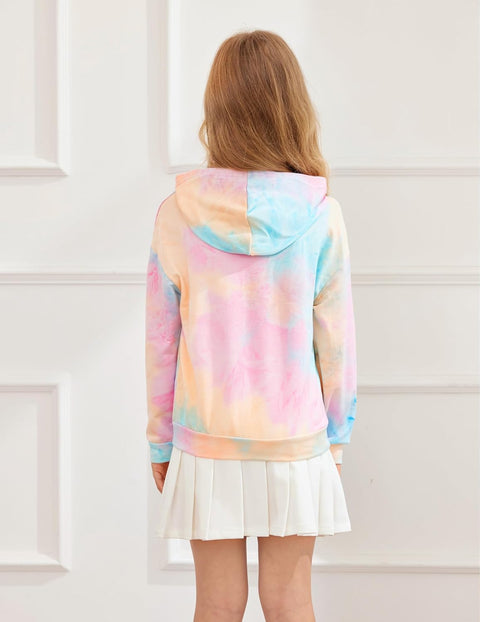 Arshiner Girls Tie Dye Sweatshirts Loose Casual Hoodies Tops