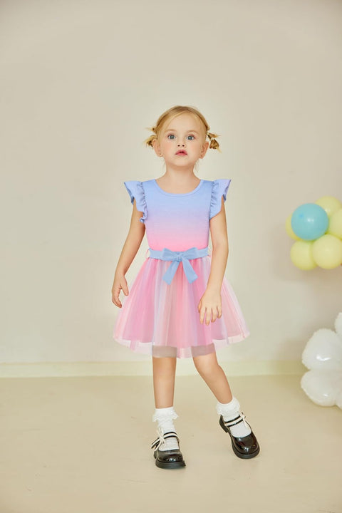 Arshiner Toddler Girls Skirt Set Ruffle Sleeve Tops and Belt Tutu Skirts