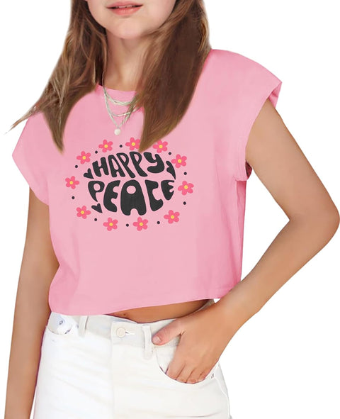 Arshiner Girls Shirt Crop Tops Short Sleeve Drop Shoulder Batwing Sleeve Tee