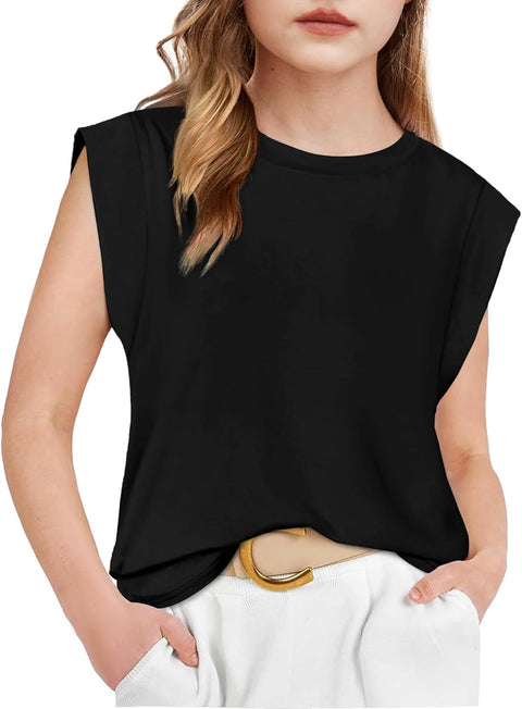 Arshiner Girls T Shirts Cap Sleeves Casual Summer Tops Tank Tee