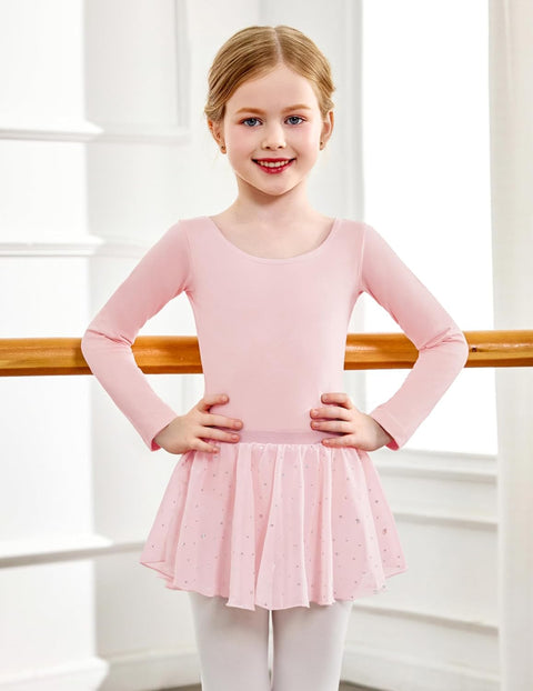 Arshiner Girls Ballet Leotards with Chiffon Dance Skirt