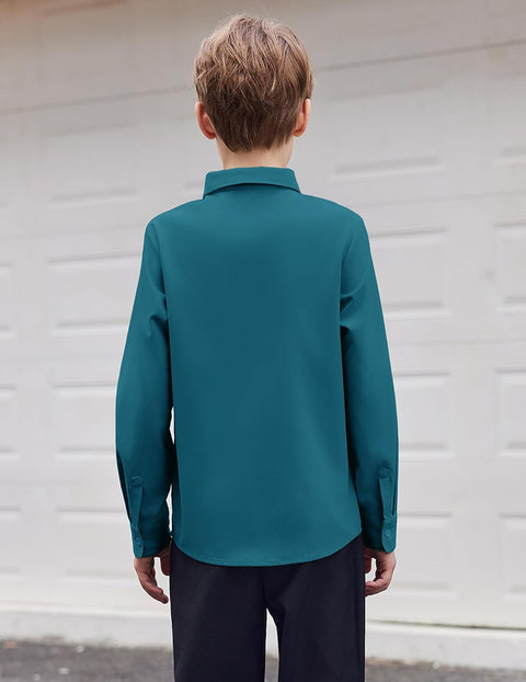 Arshiner Boys Long Sleeve Dress Shirt Formal Uniform Shirts