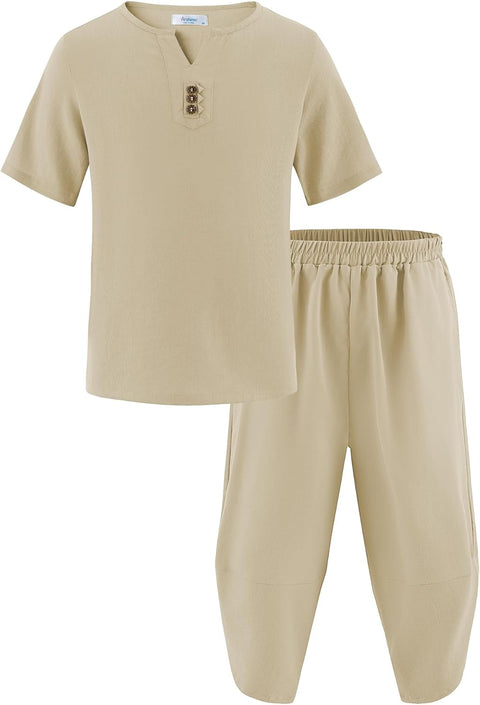 Arshiner Boy's 2 Pieces Clothes Set Henley Shirt and Harem Capri Pants
