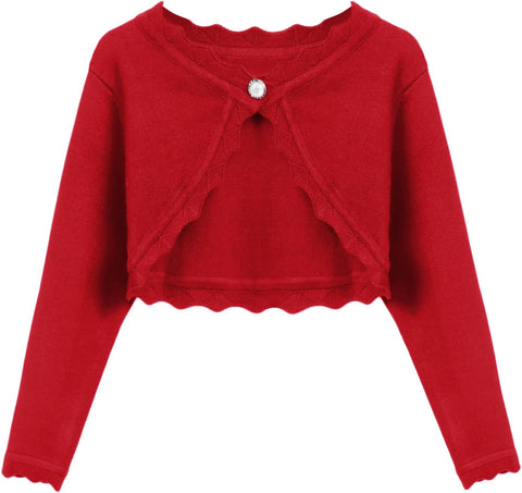 Arshiner Girls Open Front Bolero Shrug Kids Long Sleeve Cropped Elegant Cardigan Knit Sweater