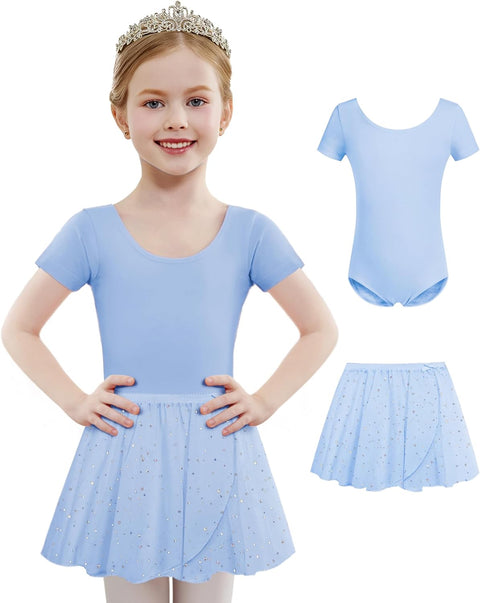 Arshiner Girls Sequin Ballet Leotards Combo Irregular Hem Dance Dresses