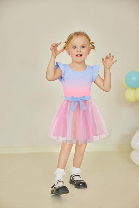 Arshiner Toddler Girls Skirt Set Ruffle Sleeve Tops and Belt Tutu Skirts