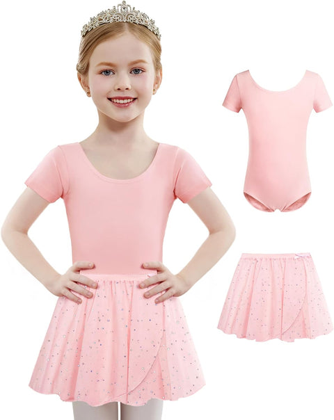 Arshiner Girls Sequin Ballet Leotards Combo Irregular Hem Dance Dresses