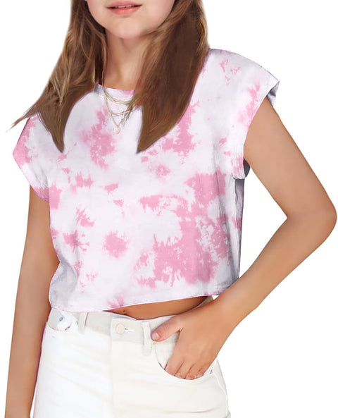 Arshiner Girls Shirt Crop Tops Short Sleeve Drop Shoulder Batwing Sleeve Tee