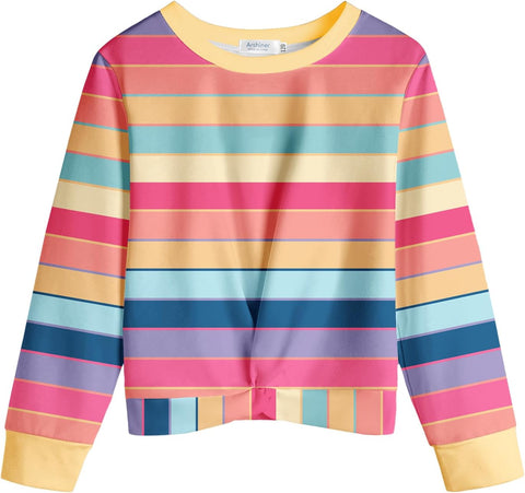 Arshiner Girls Casual Twist Front Lightweight Sweatshirt