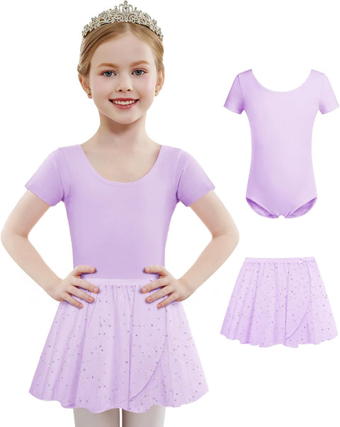 Arshiner Girls Sequin Ballet Leotards Combo Irregular Hem Dance Dresses