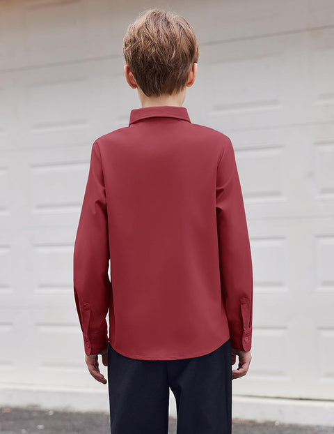 Arshiner Boys Long Sleeve Dress Shirt Formal Uniform Shirts