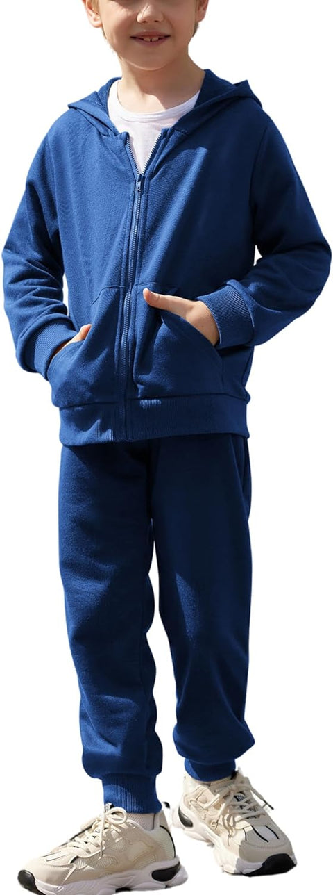 Arshiner Boys' 2 Piece Athletic Tracksuit Jogging Sets Outfit Sweatsuit Zip Up Hoodie and Active Pants for Kids 5-14 Years