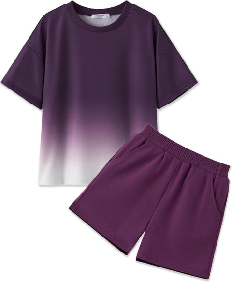 [6Y-14Y] Arshiner Girls 2 Piece Sets Short Sleeve Tops and Shorts