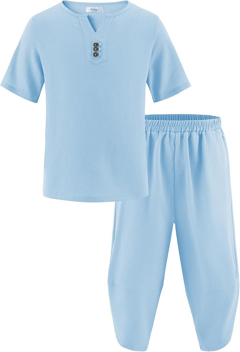 Arshiner Boy's 2 Pieces Clothes Set Henley Shirt and Harem Capri Pants