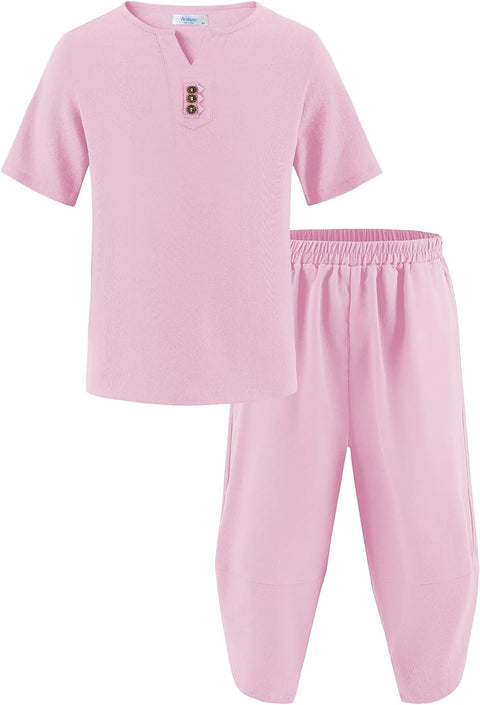 Arshiner Boy's 2 Pieces Clothes Set Henley Shirt and Harem Capri Pants