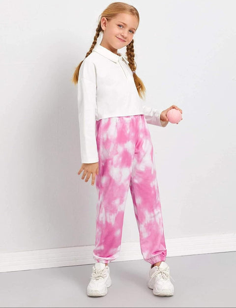 Arshiner Kids Girls Tie Dye Joggers Comfort Loose Sweatpants