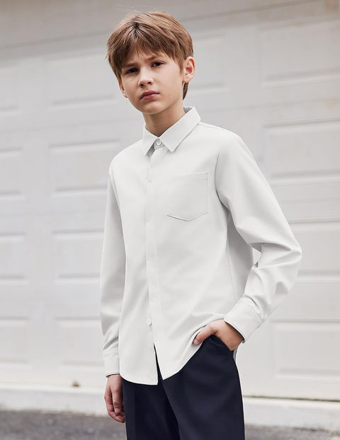 Arshiner Boys Long Sleeve Dress Shirt Formal Uniform Shirts