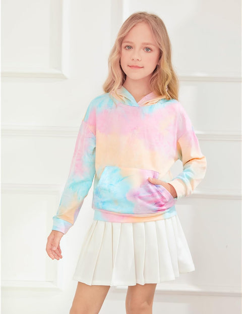 Arshiner Girls Tie Dye Sweatshirts Loose Casual Hoodies Tops