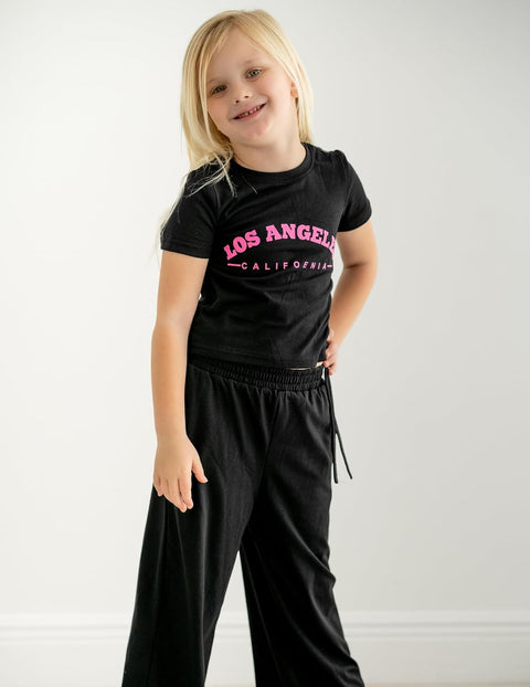 Arshiner Girls Sets Ruched Drawstring Tops and Wide Leg Pants