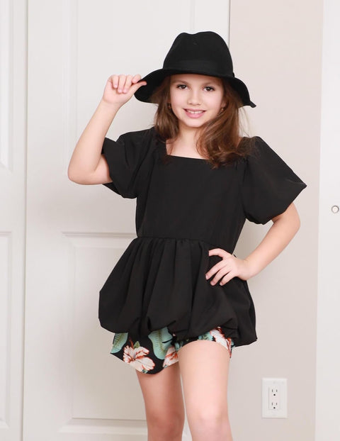 Arshiner Girls 2 Piece Sets Puffed Sleeve Bubble Hem Tops and Short Set