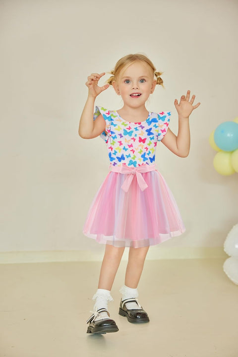 Arshiner Toddler Girls Skirt Set Ruffle Sleeve Tops and Belt Tutu Skirts