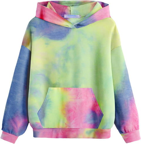 Arshiner Girls Tie Dye Sweatshirts Loose Casual Hoodies Tops