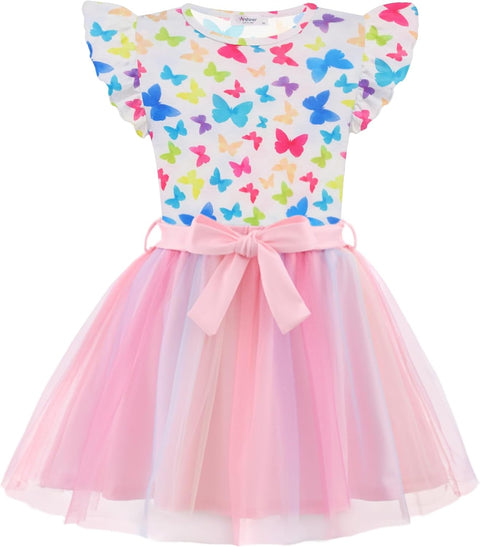 Arshiner Toddler Girls Skirt Set Ruffle Sleeve Tops and Belt Tutu Skirts