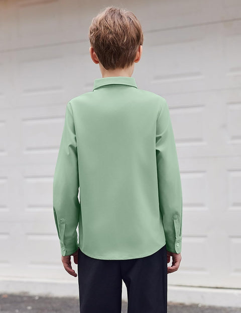 Arshiner Boys Long Sleeve Dress Shirt Formal Uniform Shirts