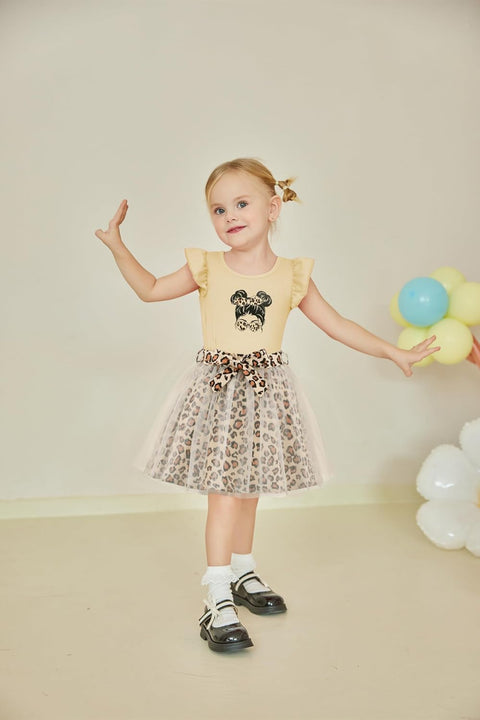 Arshiner Toddler Girls Skirt Set Ruffle Sleeve Tops and Belt Tutu Skirts